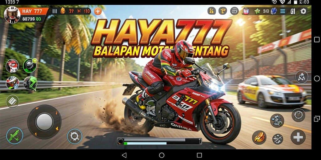 Screenshot menampilkan balapan motor seru dengan grafik yang menawan.