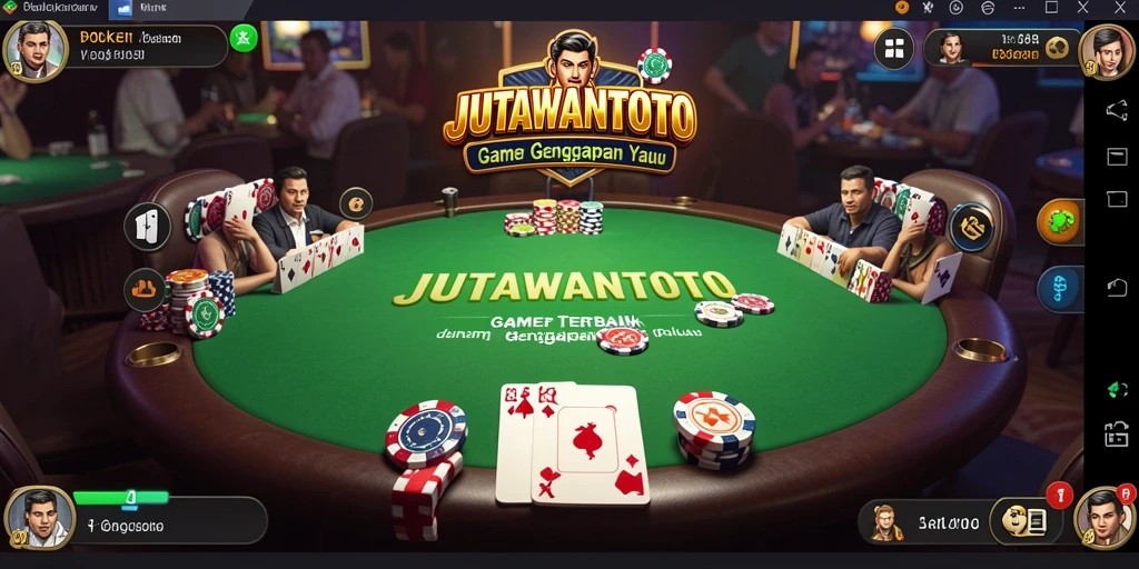 Tampilan gameplay seru di JUTAWANTOTO menampilkan aksi poker yang mendebarkan.