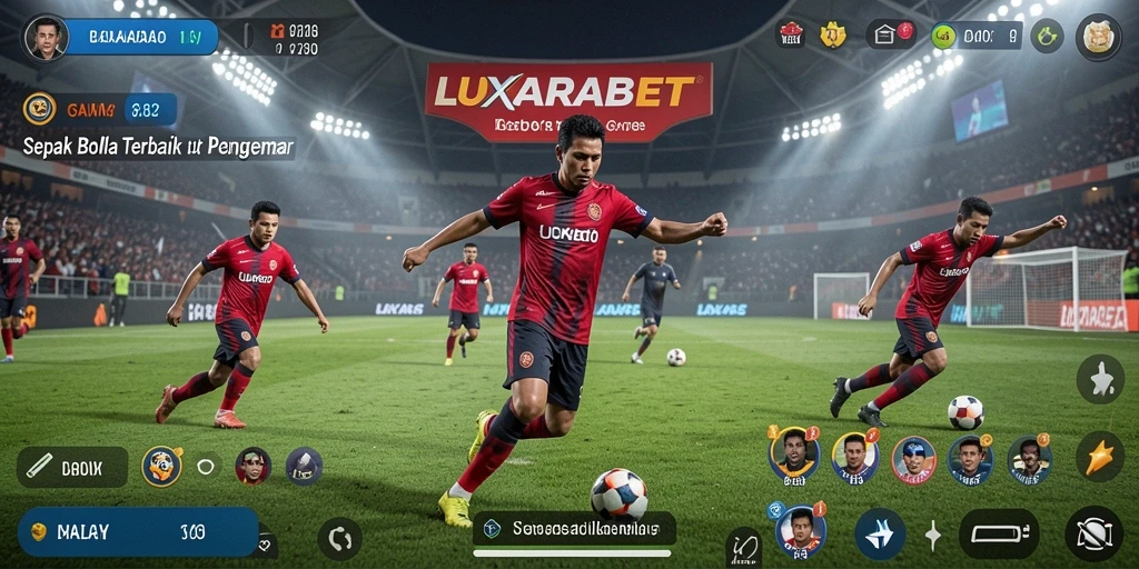 Tampilan gameplay LUXARABET dengan aksi sepak bola yang mendebarkan.