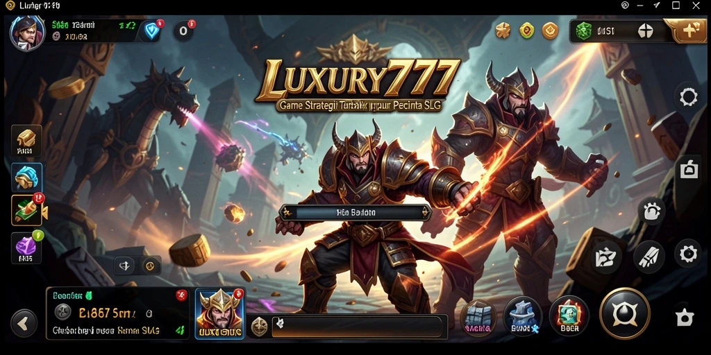 Tampilan gameplay LUXURY777 dengan grafis menawan dan strategi SLG yang mendalam.