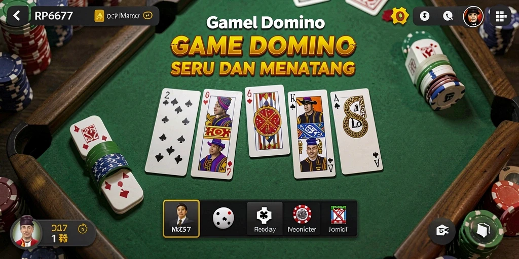 Tampilan permainan domino yang dinamis dan interaktif di RP6677.